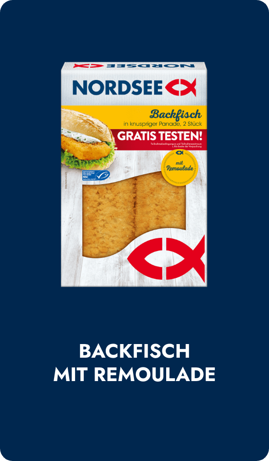 Abbildung des Aktionsproduktes NORDSEE Backfisch mit Remoulade im Aktionsdesign